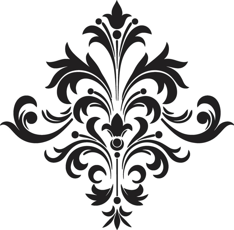 Delicate Reverie Vintage Filigree Emblem Antique Flourish Black Emblem vector