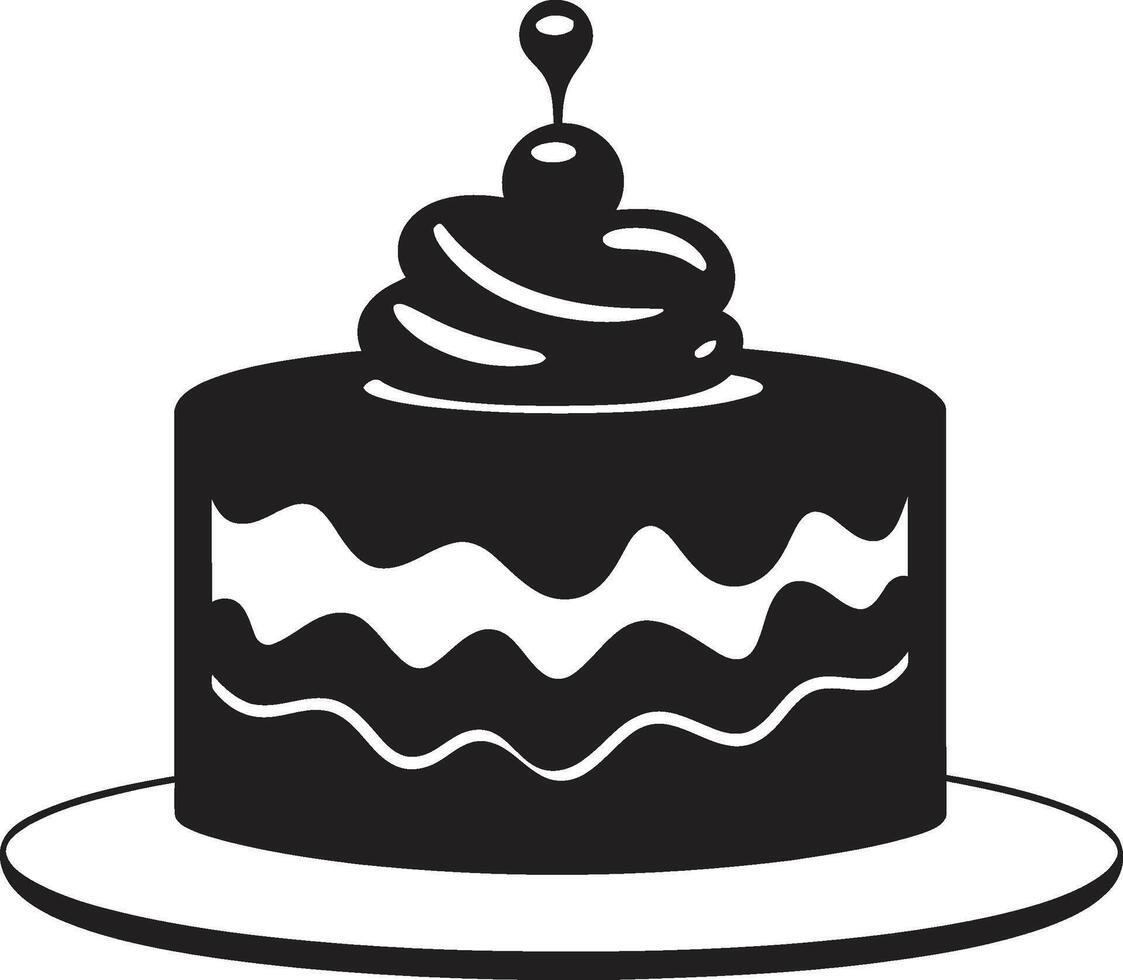 Sleek Indulgence Black Cake Elegant Delight Minimalistic Black Cake vector