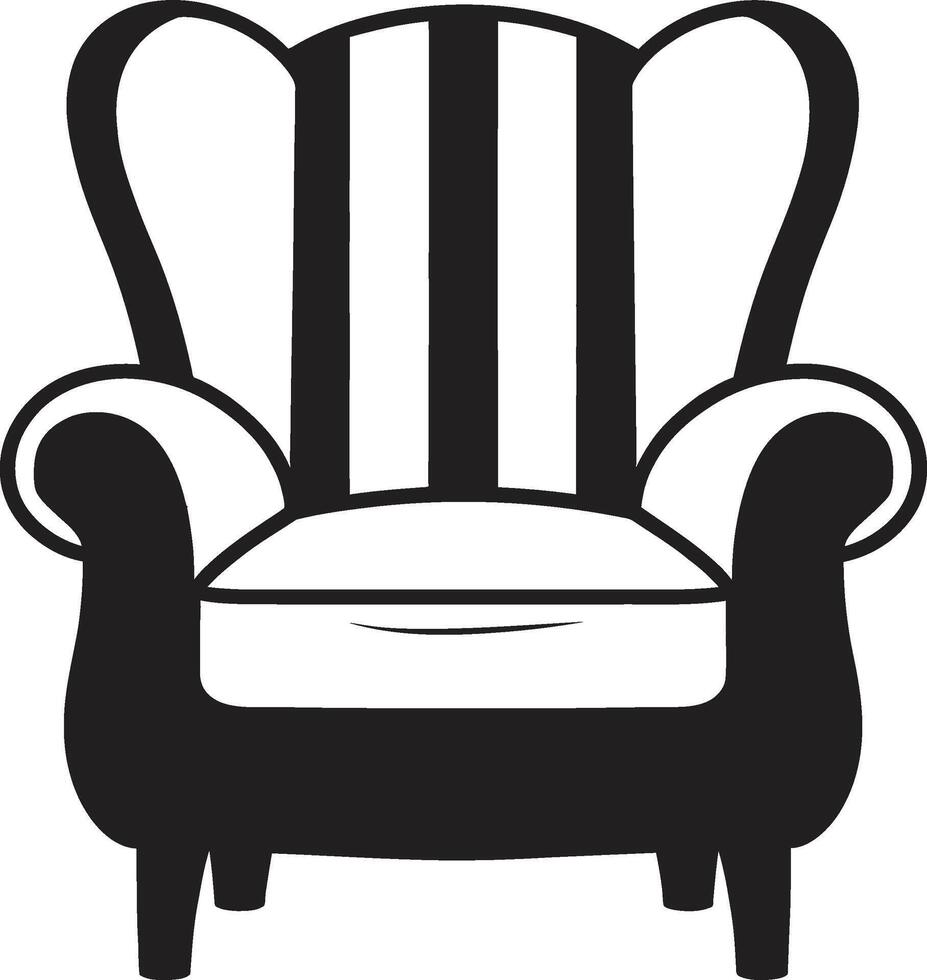 Harmonious Rest Black Relaxing Chair ic Emblem Luxurious Relaxation Black Chair Symbolic Identity vector