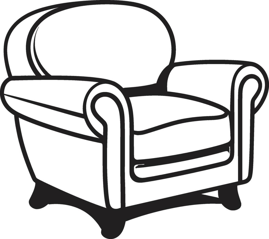 Serene Seating Black Relaxing Chair Emblem Tranquil Sophistication Black Chair ic vector