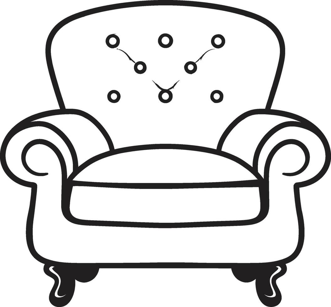 armonioso asientos negro silla ic emblema contemporáneo comodidad negro relajante silla simbolismo vector