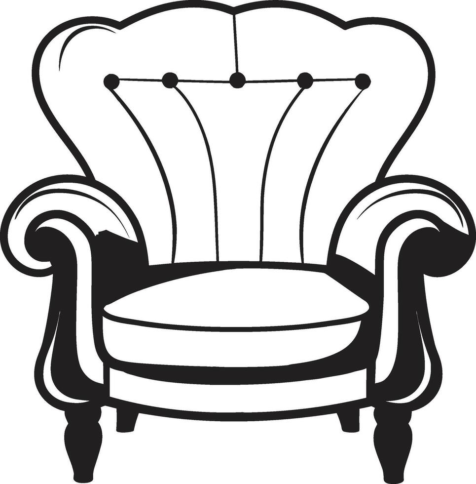 Luxurious Relaxation Black Chair Symbolic Identity Zen Serenity Black Relaxing Chair Emblematic Symbolism vector