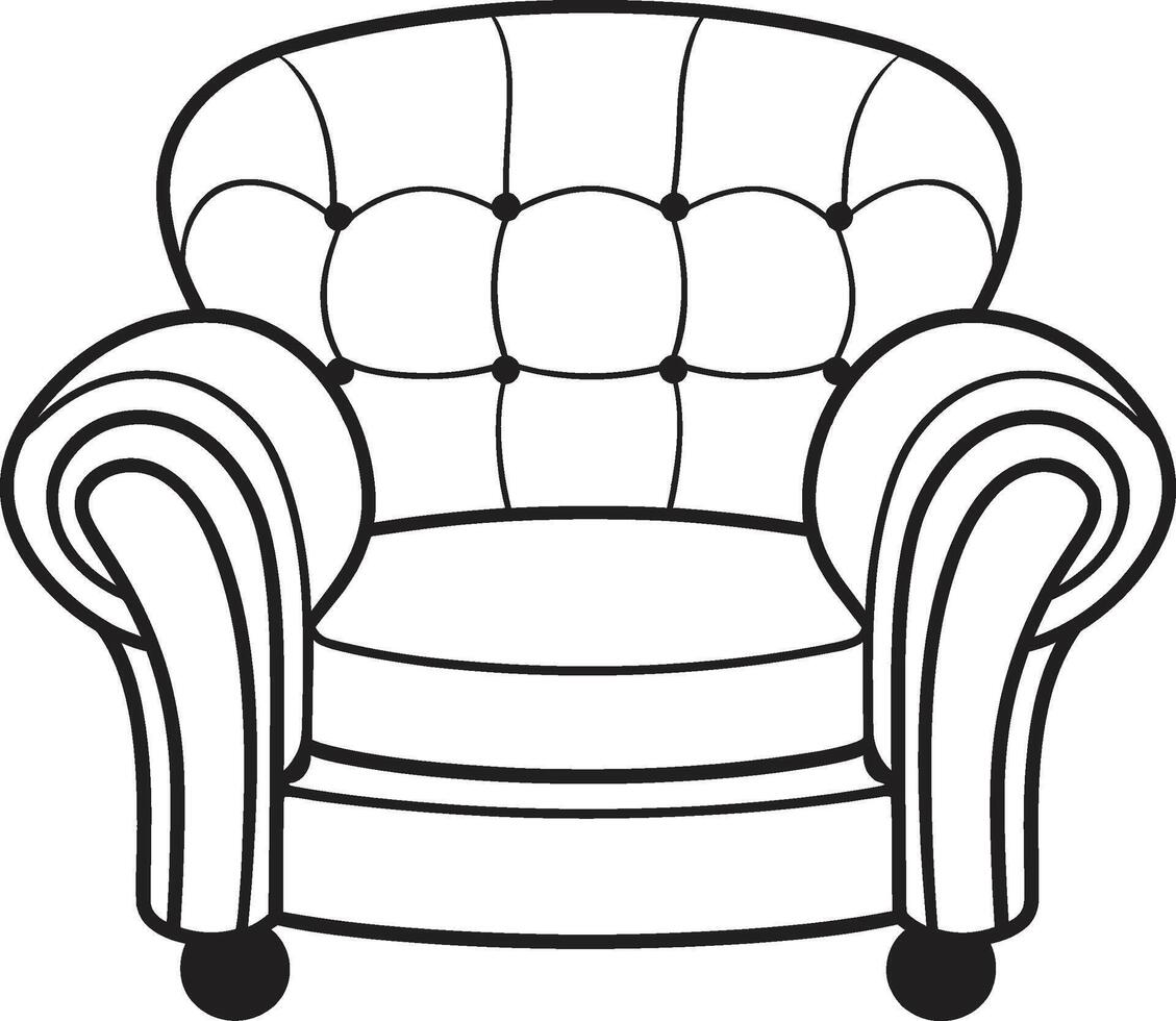 Soothing Seating Black Relaxing Chair Symbolic Representation Minimalistic Bliss Black Chair Emblematic Mark vector