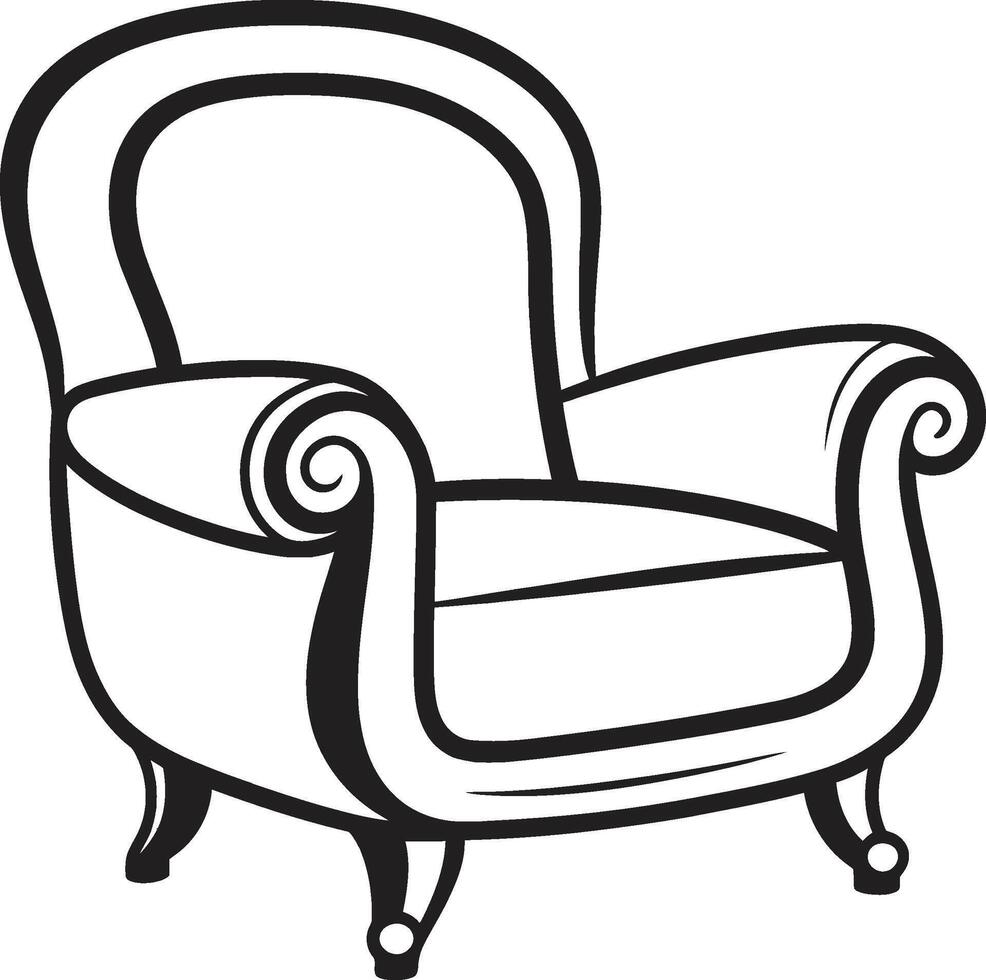 elegante felicidad negro silla emblemático representación calmante esencia negro relajante silla ic identidad vector