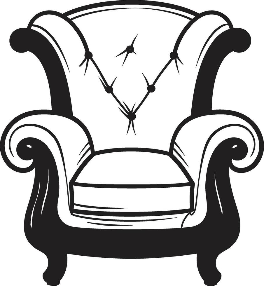 zen comodidad negro relajante silla emblemático simbolismo ergonómico elegancia negro silla simbólico emblema vector