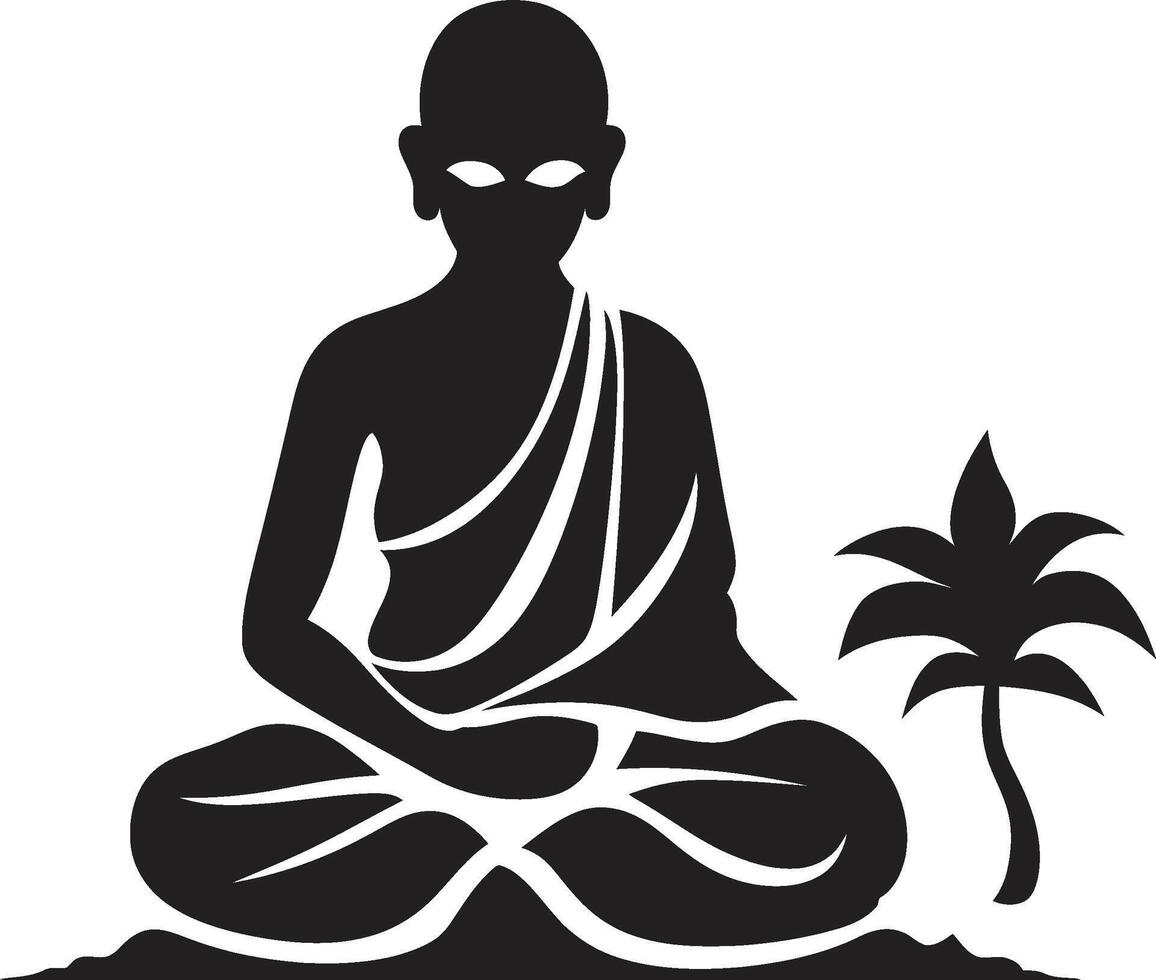 Enlightenments Grace Lord Buddha Emblem Buddhas Silence Black Buddha Symbol vector