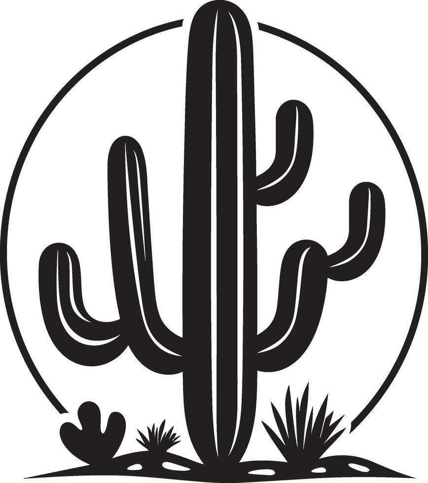 Desierto silencio negro de salvaje cactus espinoso oasis negro ic cactus vector