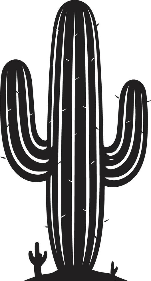 cactus serenidad salvaje cactus en negro emblema espinoso oasis negro planta vector