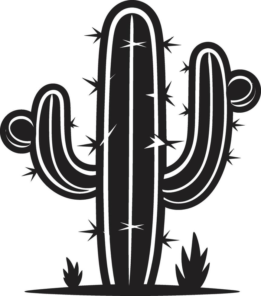 espinoso oasis negro con salvaje cactus Desierto tranquilidad salvaje cactus en negro emblema vector