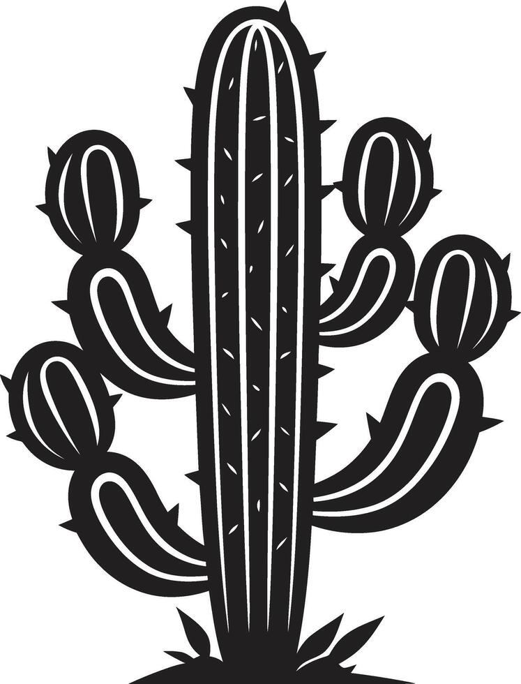 espinoso majestad negro cactus escena cactus silencio salvaje cactus en negro vector