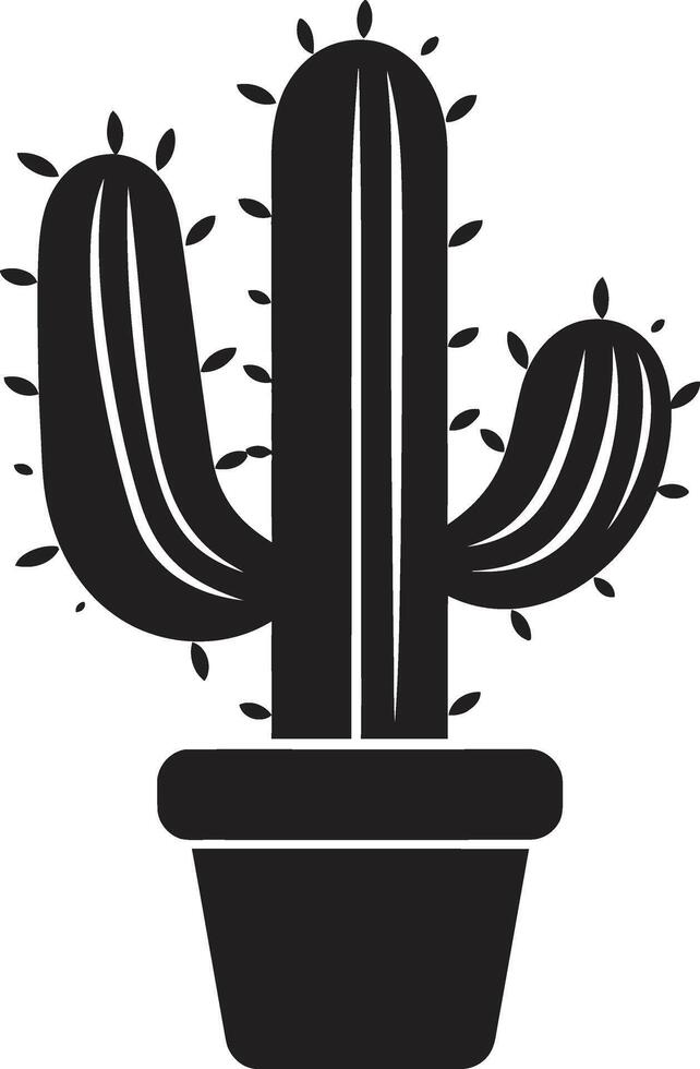 Prickly Oasis Black with Cacti Scene Arid Beauty Black Cactus vector