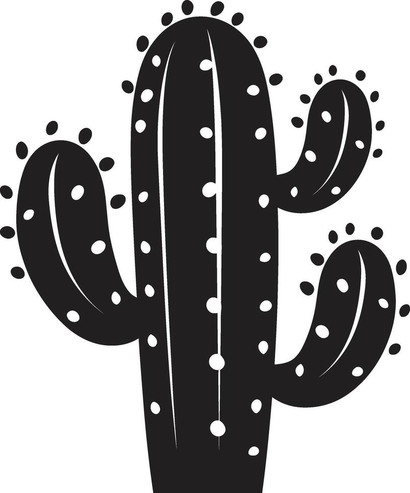 suculento oasis negro cactus planta escena espinoso desierto salvaje cactus en negro vector