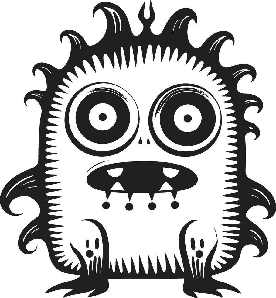 Whimsy Whirlwind Cute Doodle Monster Glyph Tiny Terrors Black for Adorable Doodle Monsters vector