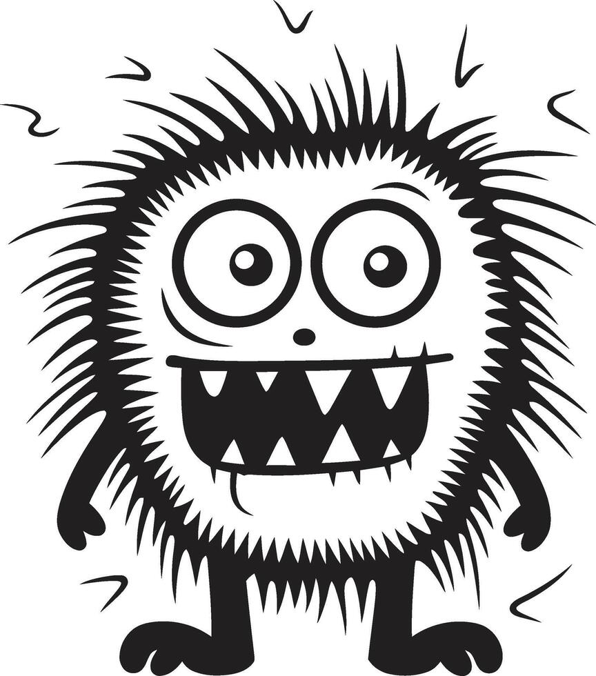 Charmingly Quirky Doodle Monster Playful Peculiarity Black Emblem for Cute Monsters vector