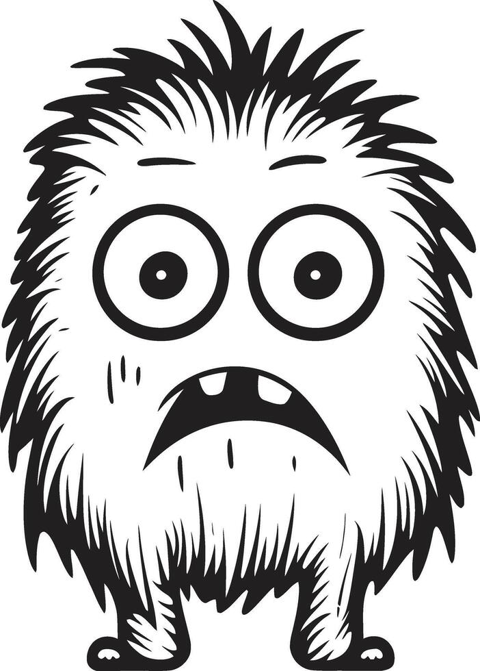 Monstrous Mingle Playful Monster Emblem in Black Scribble Symphony Cute Doodle Monster Glyph s vector