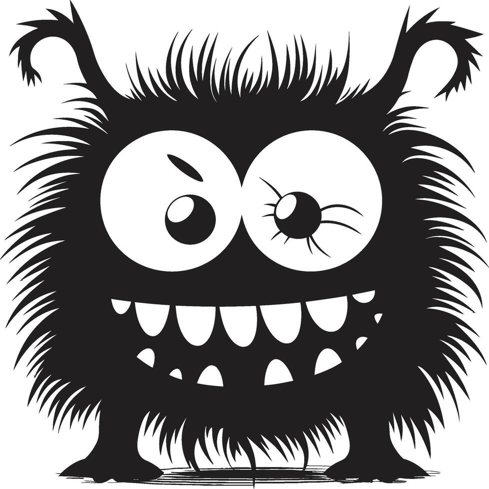 Kooky Kreatures Monster in Black Whimsy Wonders Adorable Doodle Monster s vector