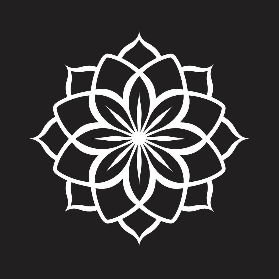 Infinite Intricacy Mandala in Sleek Monochrome Zen Essence Monochromatic Mandala in Elegant Black vector