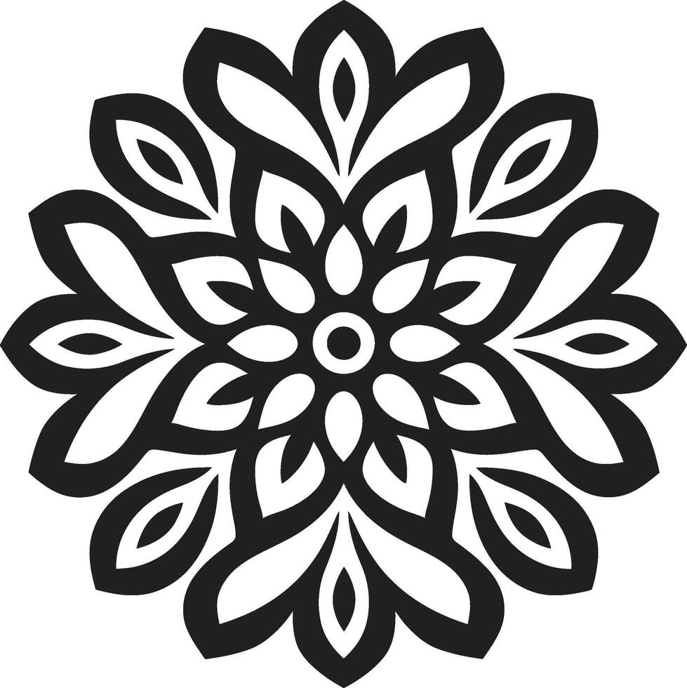 Sacred Geometry Symphony Black with Mandala Pattern Ethereal Elegance Monochromatic Mandala in Black vector
