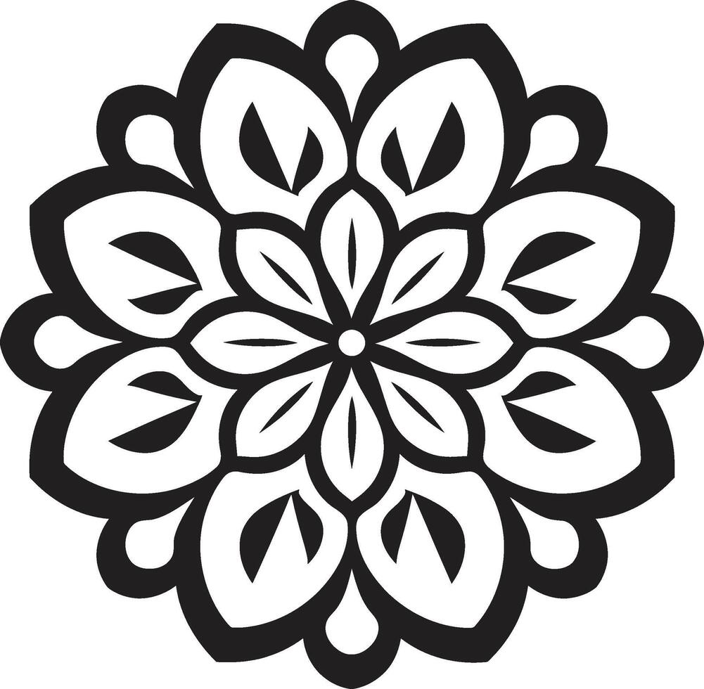 serenidad círculos negro emblema con mandala cultural fusión intrincado mandala en monocromo vector