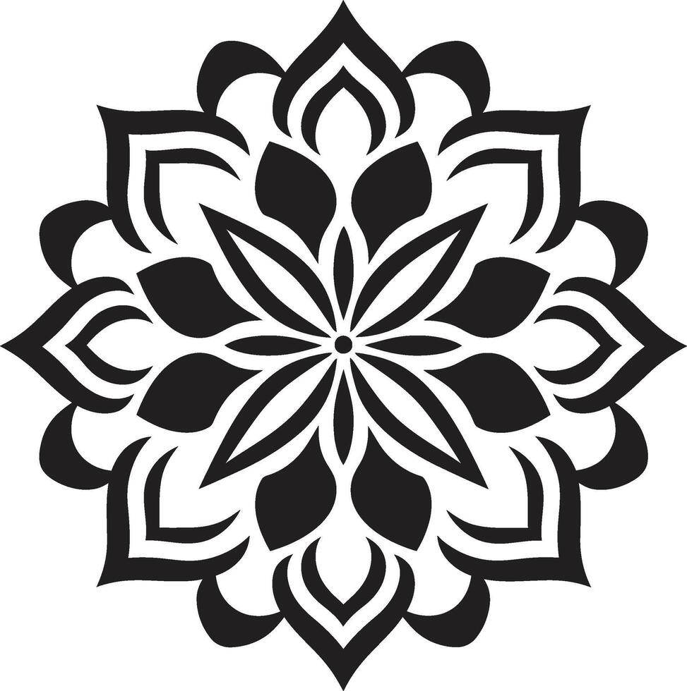 Whirlwind of Wholeness Black with Mandala Pattern Enchanting Radiance Monochromatic Mandala in Black vector