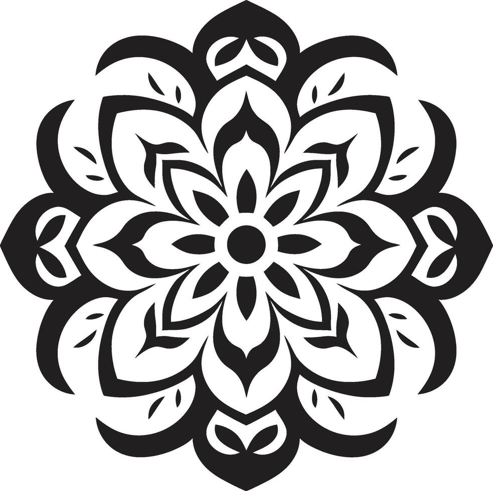 Infinite Harmony Sleek Mandala in Monochrome Black Cultural Kaleidoscope Black Featuring Mandala Pattern vector