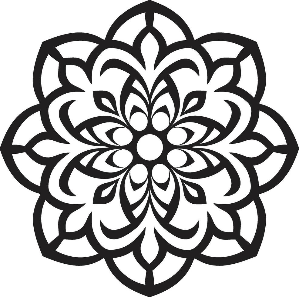 espiritual simetría elegante mandala en sorprendentes negro torbellino de integridad negro con intrincado mandala modelo vector