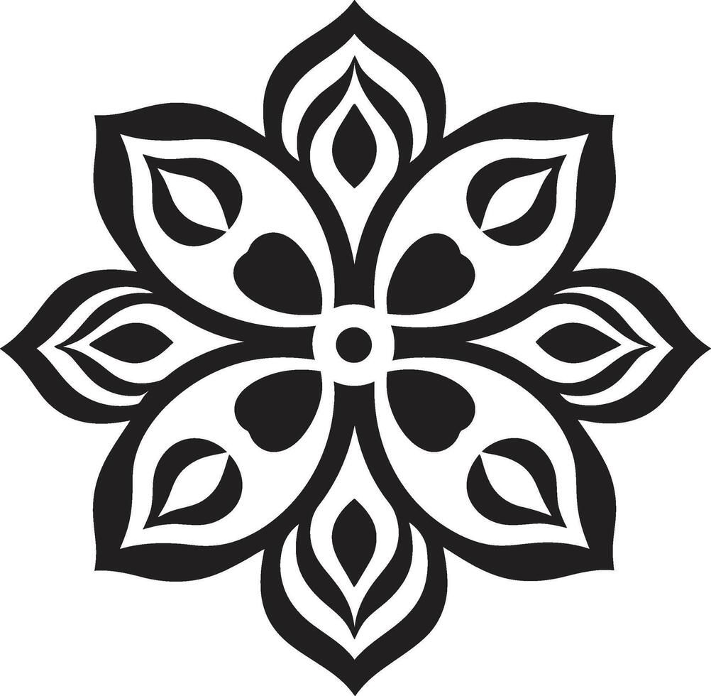 Cultural Essence Black Emblem with Mandala in Harmony Unveiled Monochrome Mandala Featuring Intricate Pattern vector