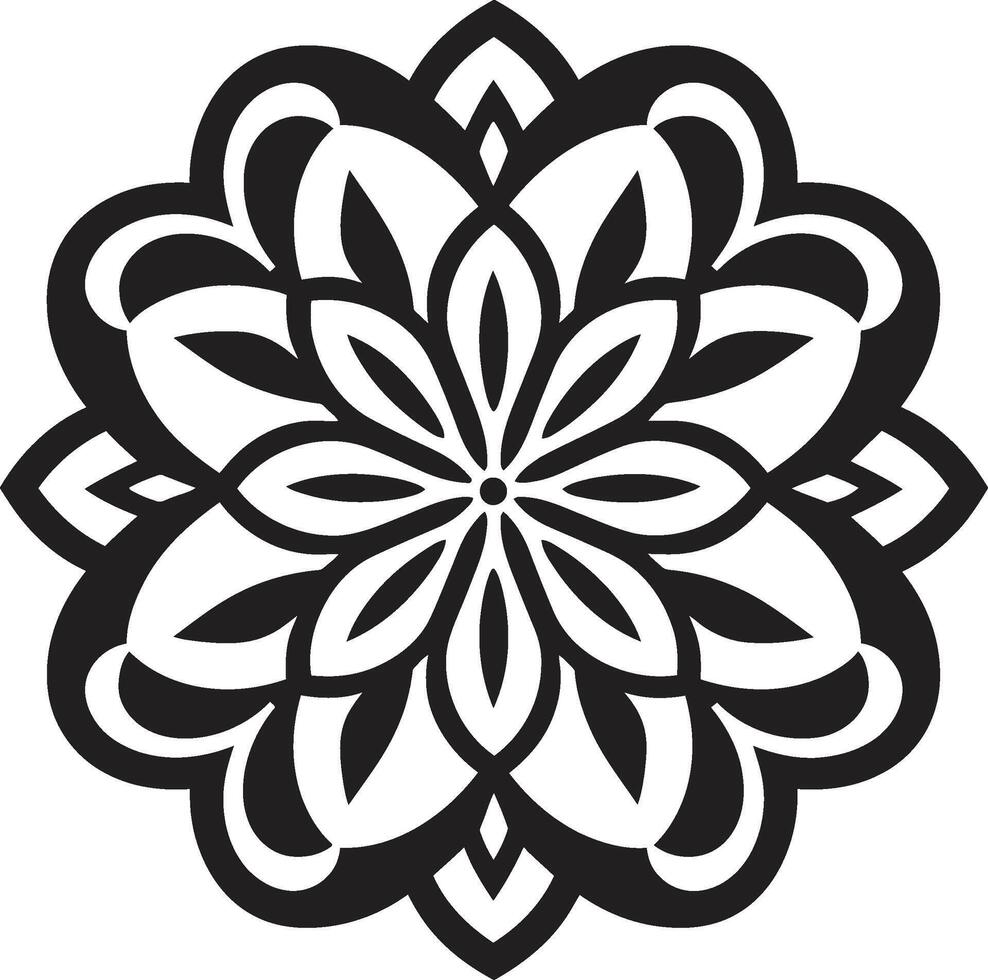Majestic Circularity Black Emblem with Mandala Pattern Sacred Geometry Unleashed Intricate Mandala in Sleek Monochrome vector