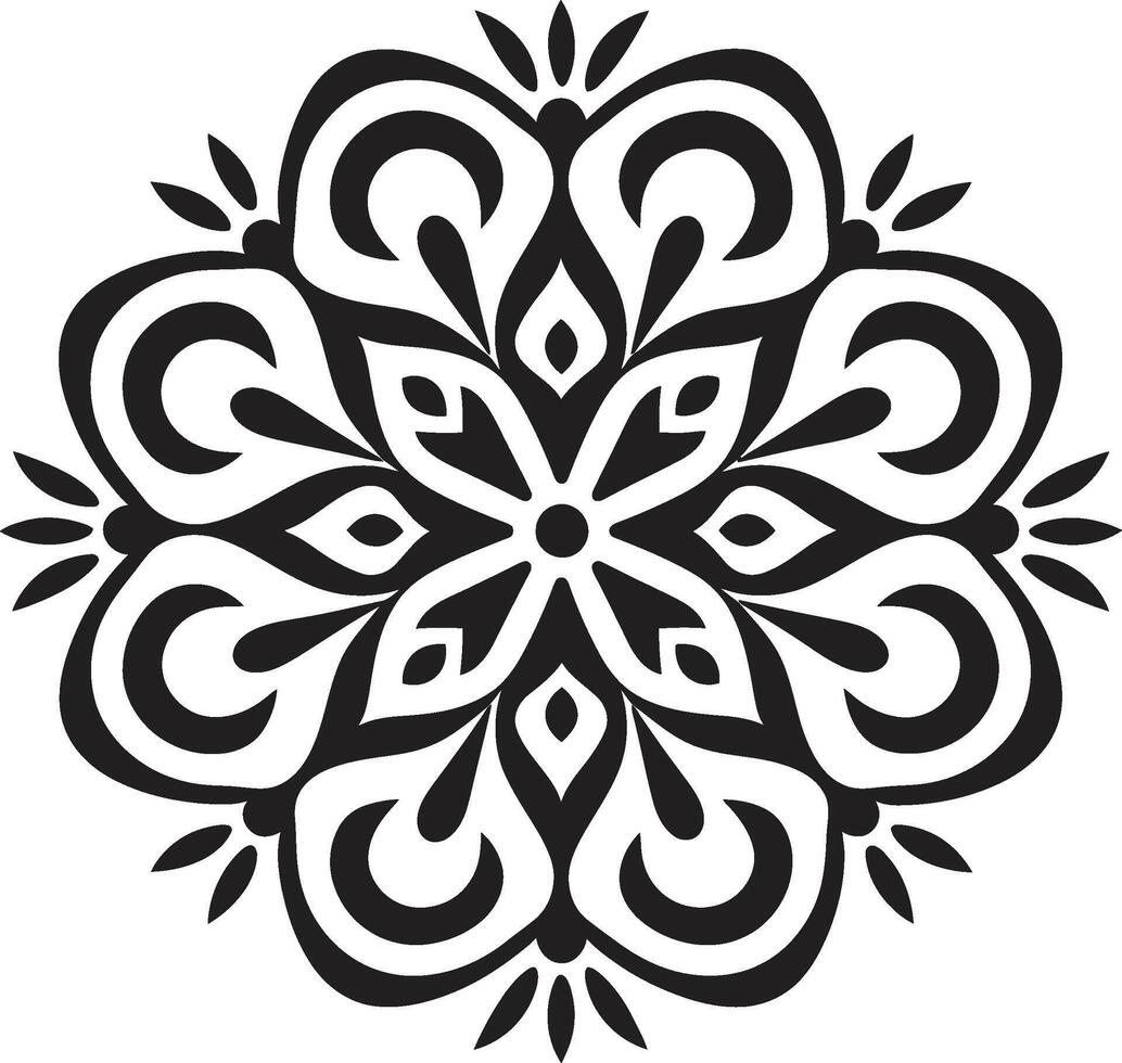 Soulful Symmetry Black Unveiling Mandala Pattern Mandala Magic Monochromatic Emblem with vector