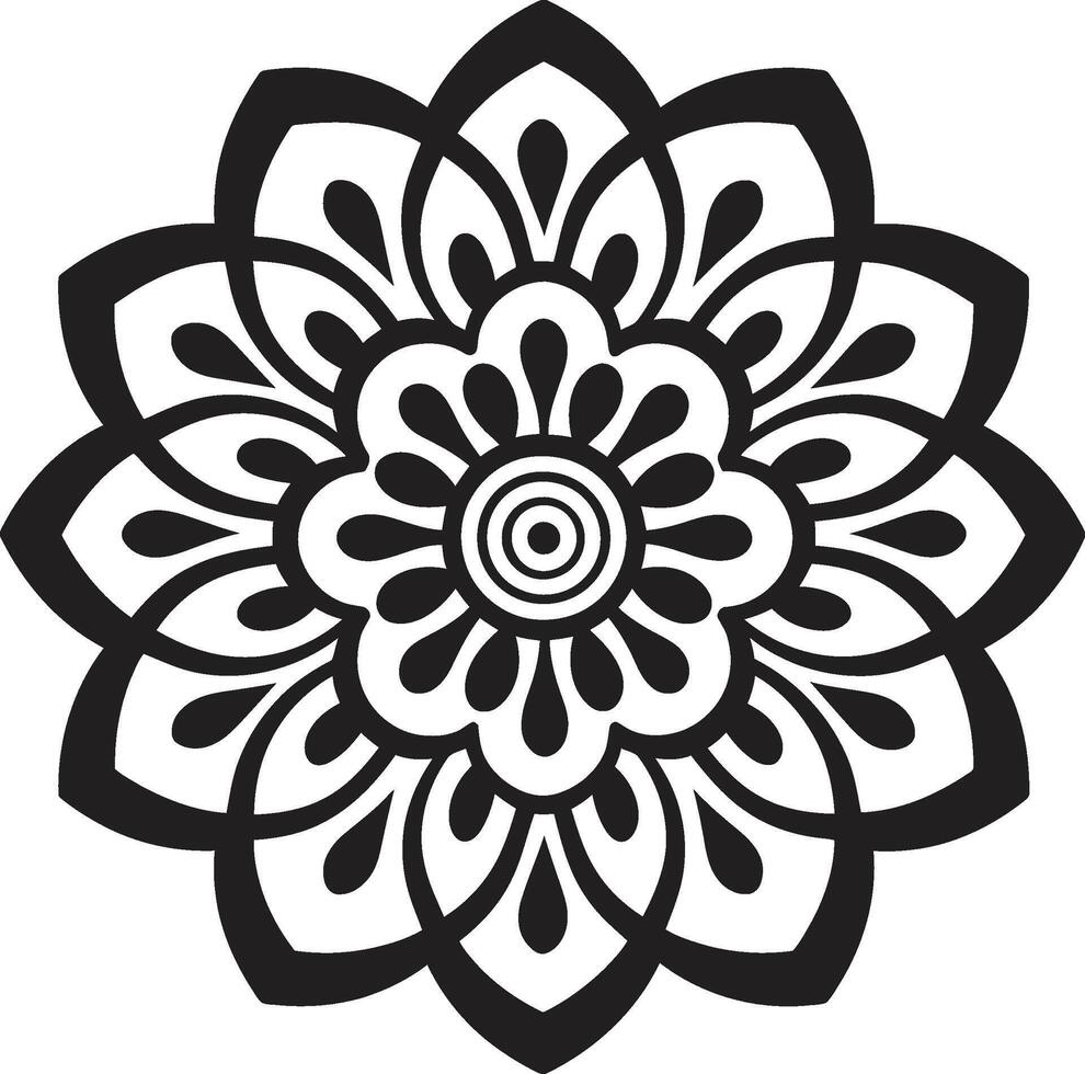 Spiritual Symmetry Elegant with Mandala Pattern Whirlwind of Wholeness Black Emblem Showcasing Mandala in vector
