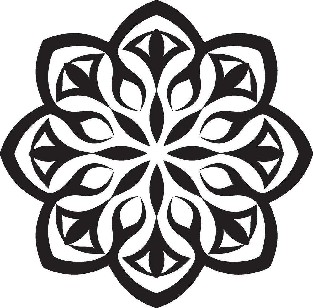 Enigmatic Elegance Monochromatic Mandala in Sleek Black Infinite Serenity Black Featuring Mandala Pattern vector