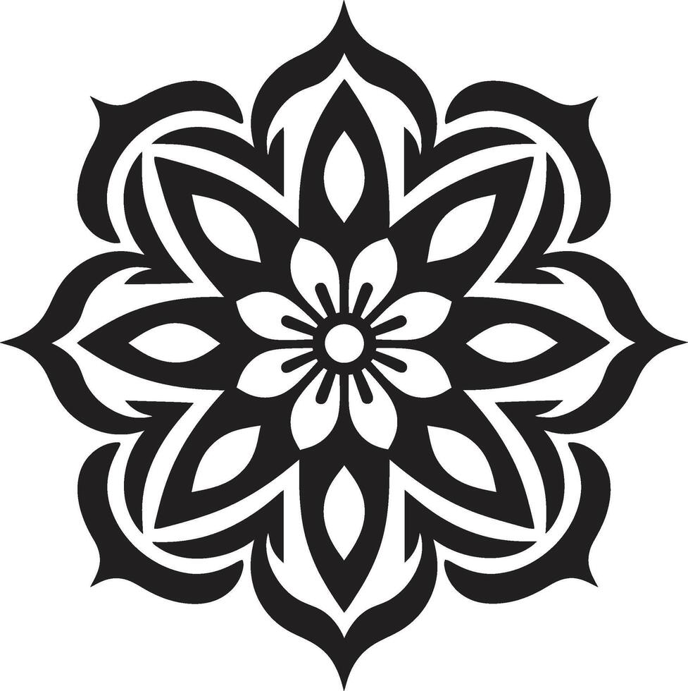 Divine Radiance Mandala Depicting Sleek Black Pattern Soulful Symmetry Black with Mandala in Elegant vector