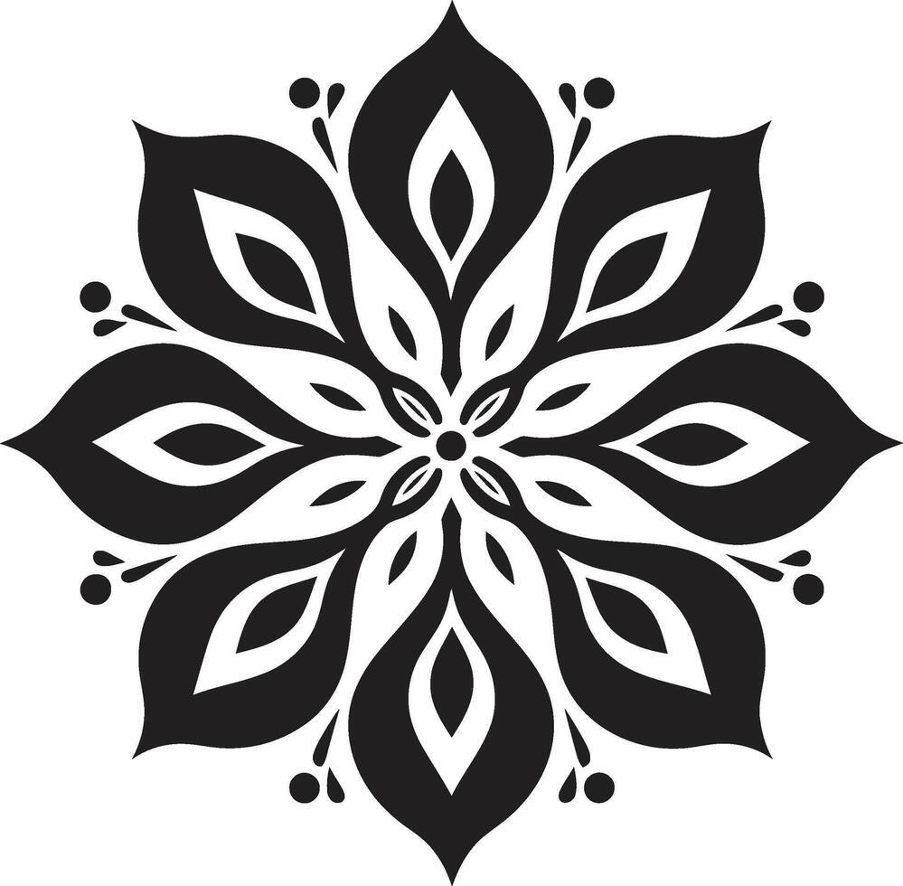 Ethereal Elegance Monochromatic Mandala in Black Mystical Medallion Black Emblem Featuring Intricate Mandala Pattern vector