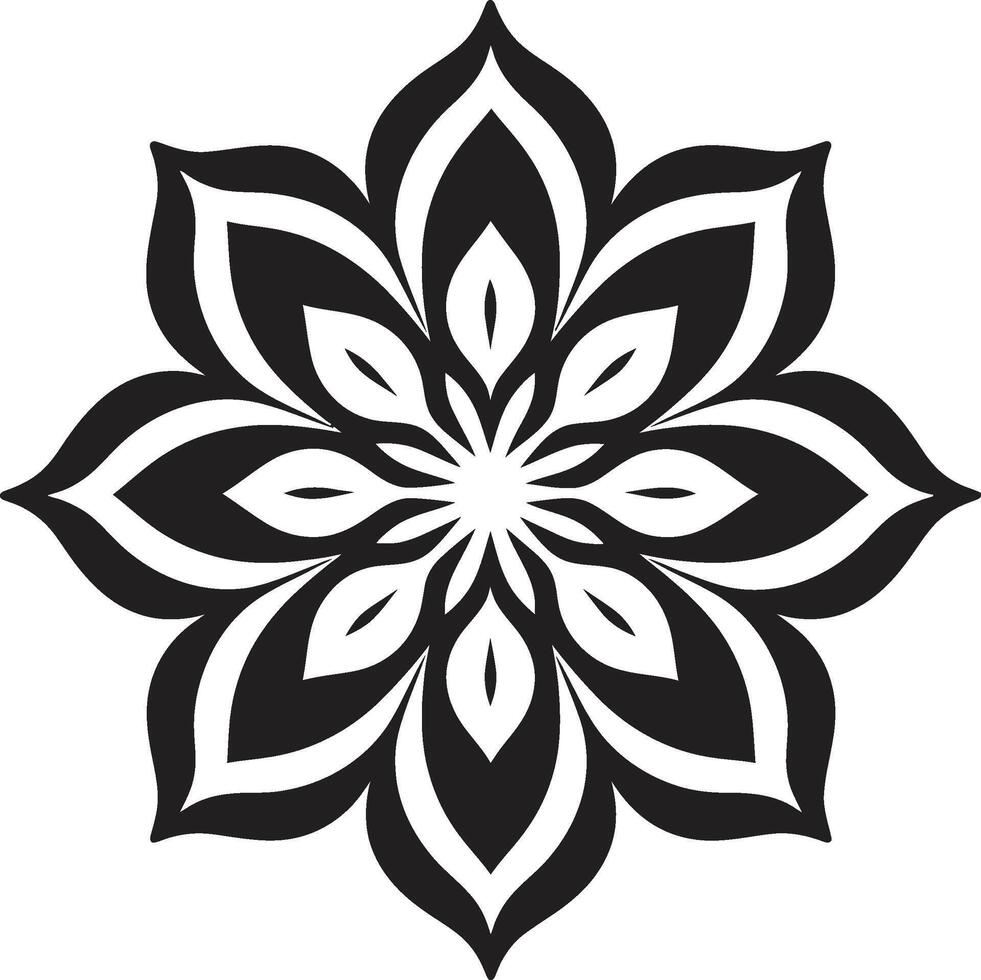 Eternal Symmetry Black Showcasing Mandala in Transcendental Patterns Monochromatic Mandala in Elegant vector