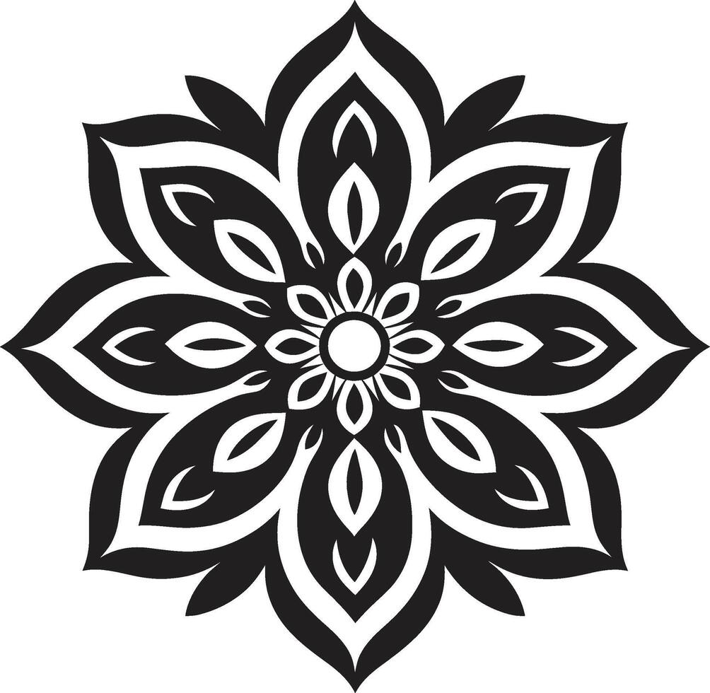 Mandala Magic Mandala in Monochrome Black Pattern Divine Radiance Sleek Black Depicting Mandala in Emblem vector