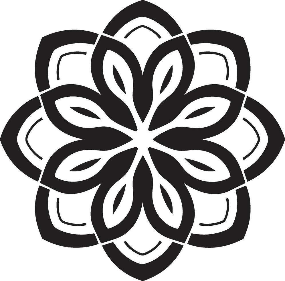Zenith of Zen Mandala Depicting Elegant Black Pattern Wholeness Whisper Monochrome Mandala Emblem Featuring vector
