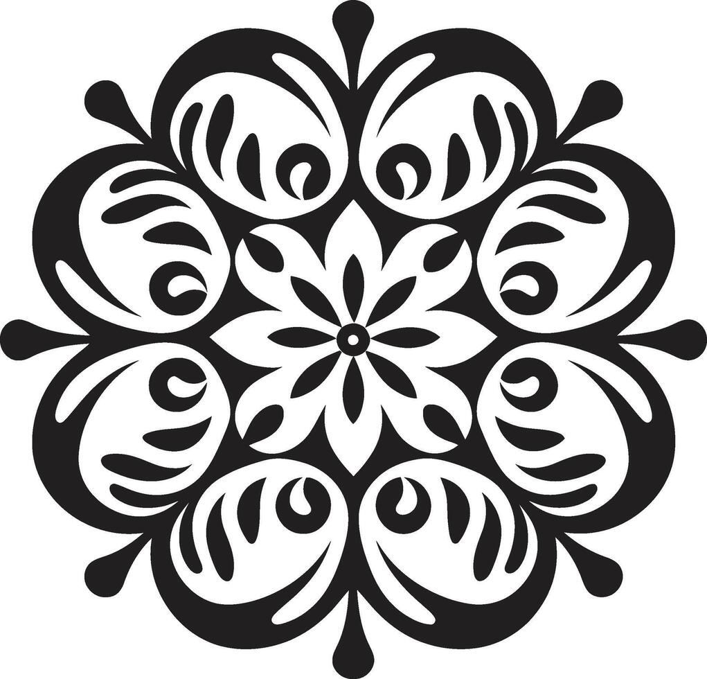 Cultural Essence Mandala with Elegant Black in Harmony Unveiled Sleek Black Mandala Featuring Pattern vector