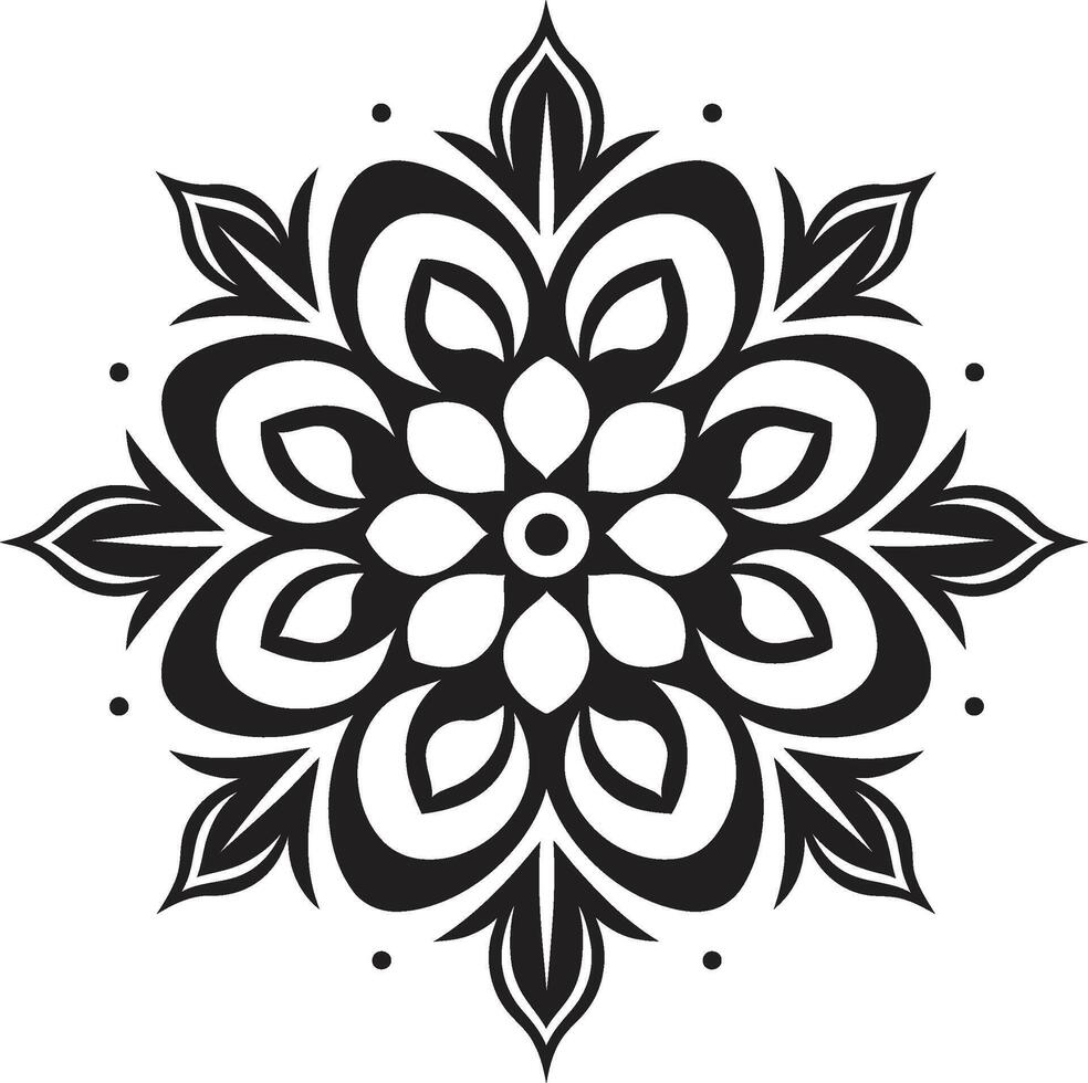 Enigmatic Elegance with Intricate Mandala Pattern in Black Infinite Serenity Monochrome Emblem Depicting Mandala in vector