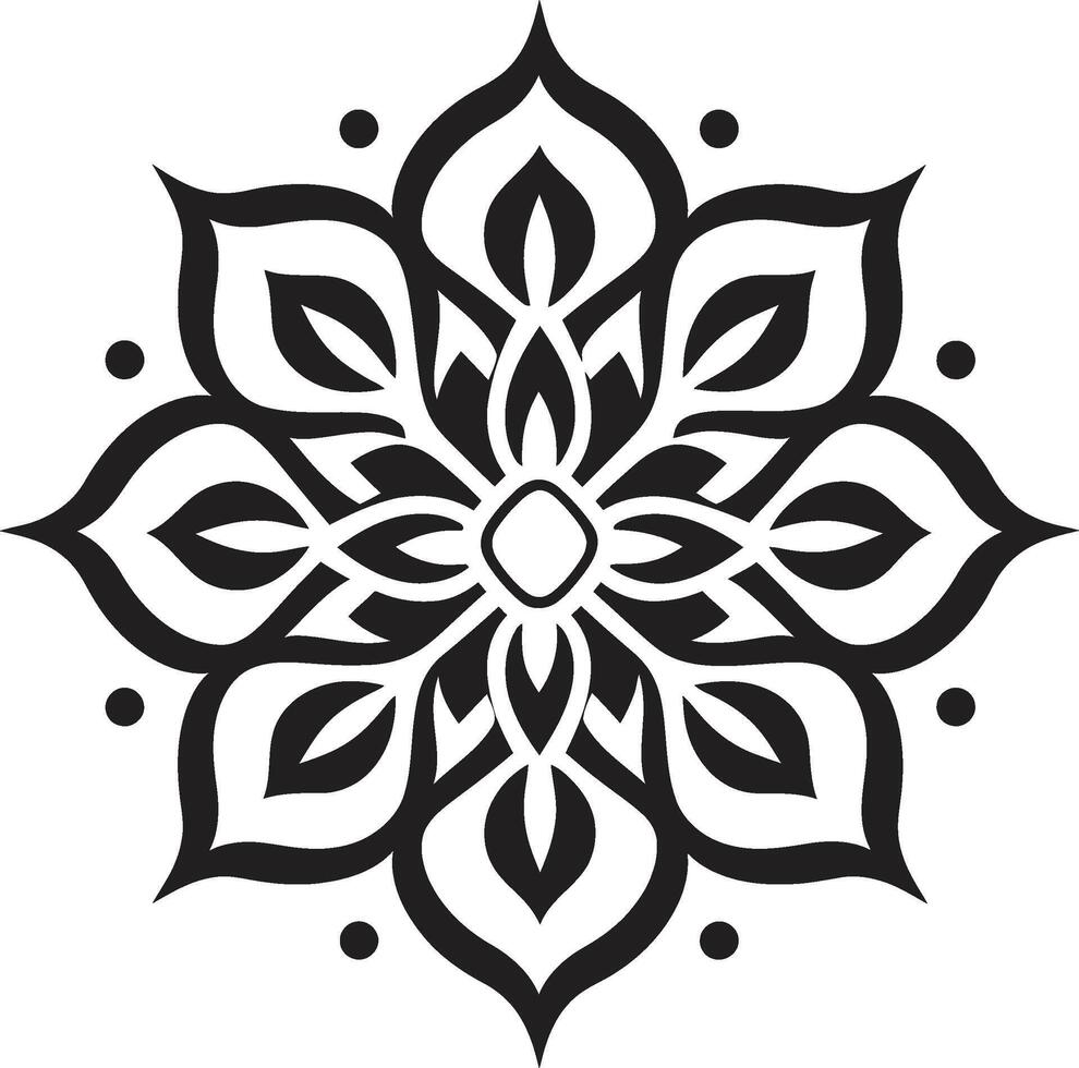 Soulful Symmetry Sleek Black with Mandala in Elegant Infinite Intricacy Mandala Depicting Monochrome Black Pattern vector