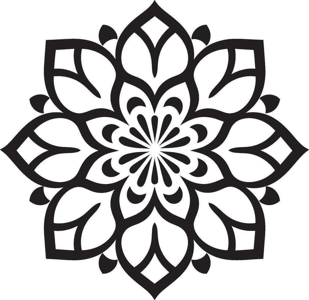 Cultural Essence Black Emblem with Mandala in Harmony Unveiled Monochrome Mandala Featuring Intricate Pattern vector
