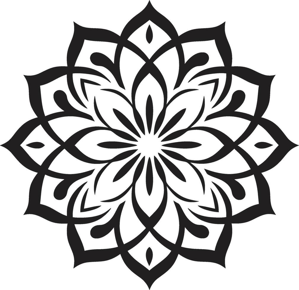 majestuoso circularidad monocromo emblema exhibiendo mandala modelo en conmovedor simetría pulcro negro con mandala en elegante vector