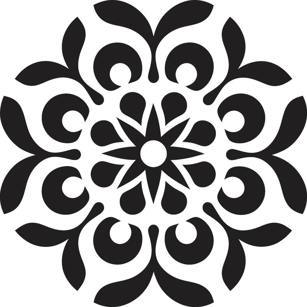 espiritual simetría elegante con mandala modelo torbellino de integridad negro emblema exhibiendo mandala en vector