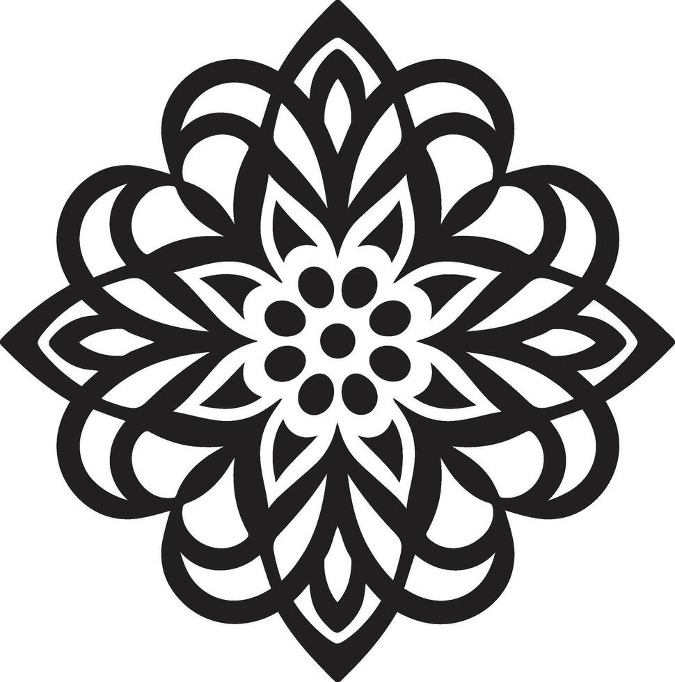 Eternal Symmetry Black Emblem Showcasing Mandala in Transcendental Patterns Sleek Mandala in Monochrome vector
