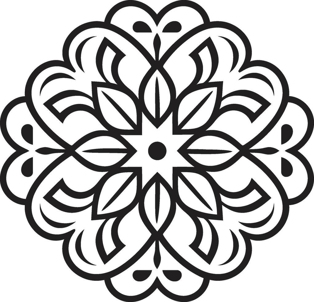 Soulful Spirals Black with Mandala Pattern Majestic Circularity Mandala Unveiling Intricate Pattern in Black vector