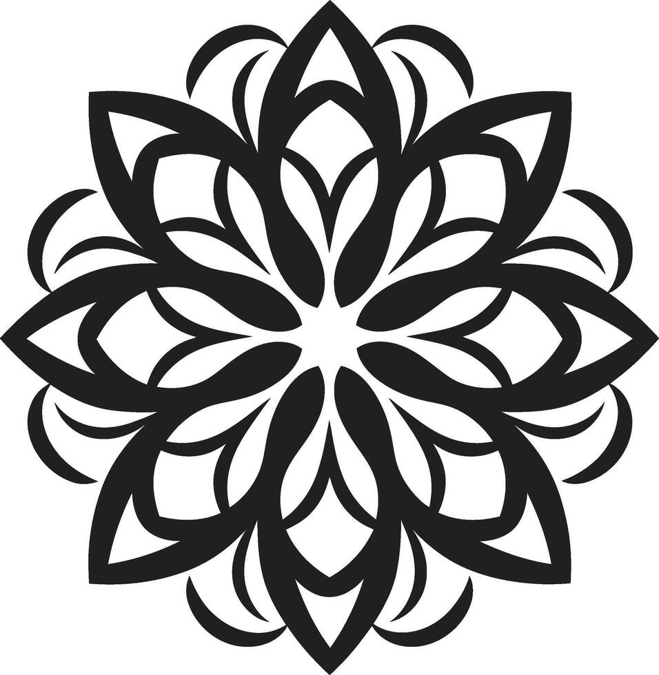 armonía desvelado negro exhibiendo mandala modelo en serenidad círculos negro emblema con mandala vector