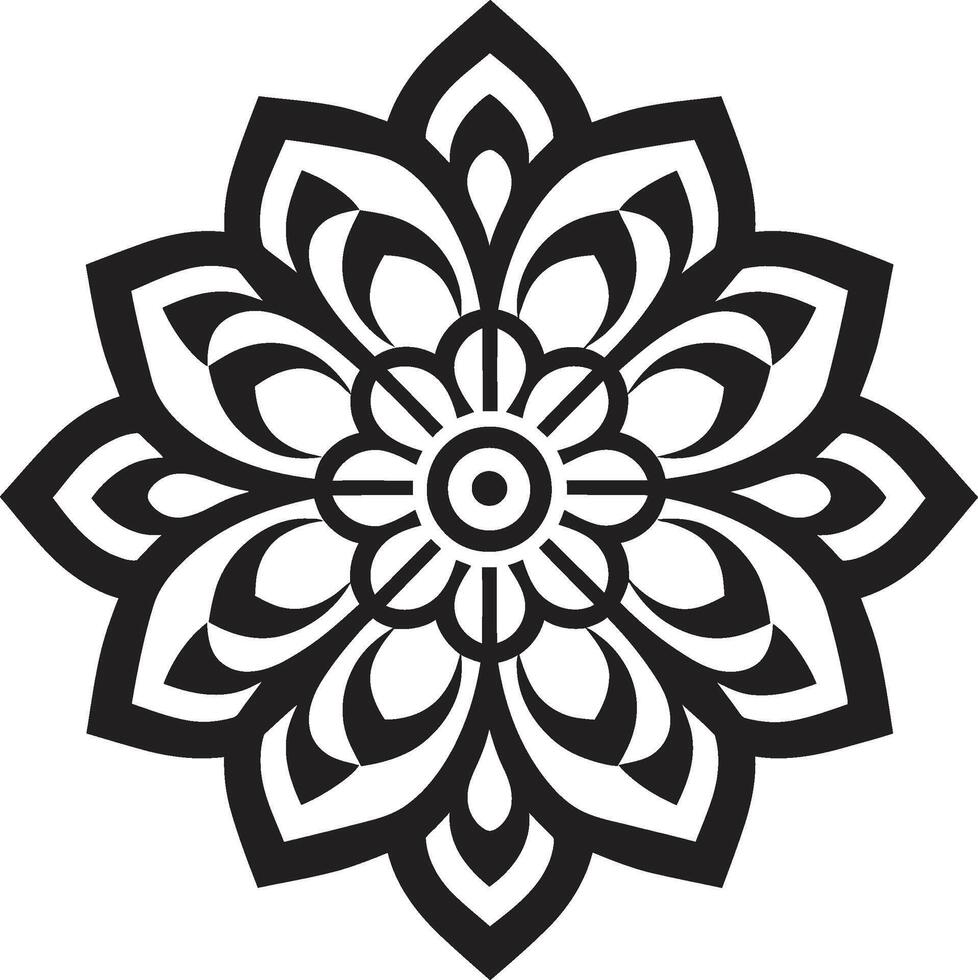 adivinar resplandor pulcro mandala con intrincado modelo en negro conmovedor simetría monocromo emblema exhibiendo mandala en elegante vector