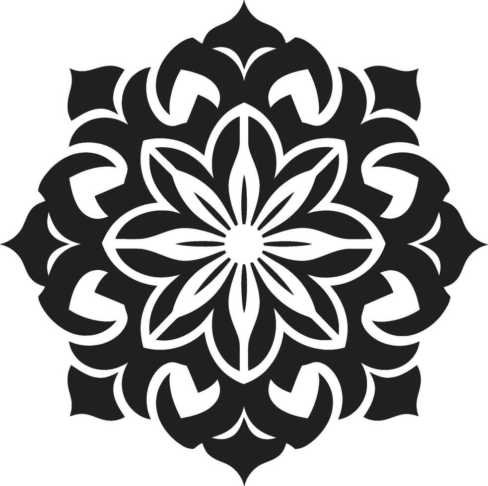 Mystical Medallion Elegant Mandala in Sleek Black Infinite Intricacy Black Featuring Mandala Pattern vector