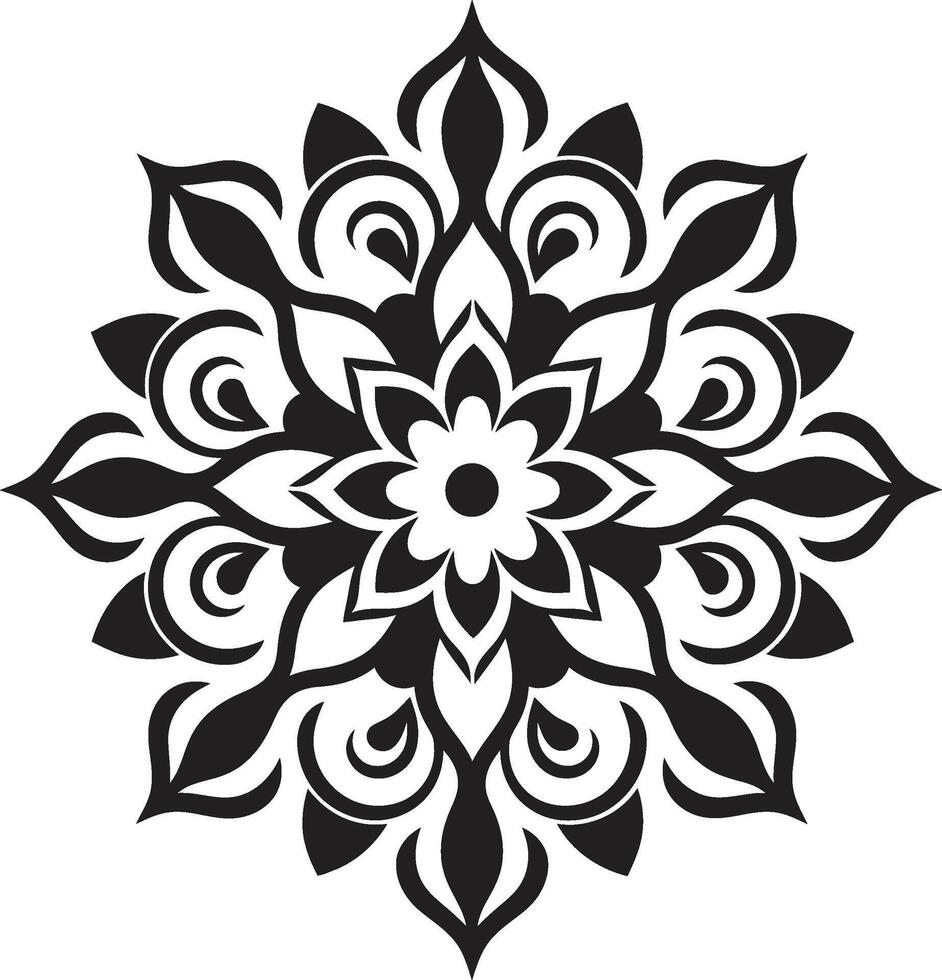 Enigmatic Elegance with Intricate Mandala Pattern in Black Infinite Serenity Monochrome Emblem Depicting Mandala in vector