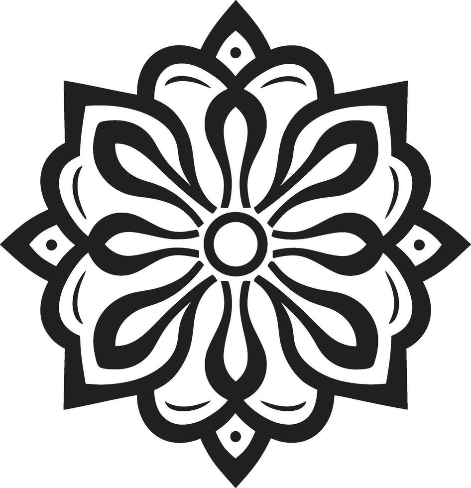 Majestic Circularity Sleek Black Depicting Mandala in Sacred Geometry Unleashed Mandala Emblem Featuring Monochrome Pattern vector