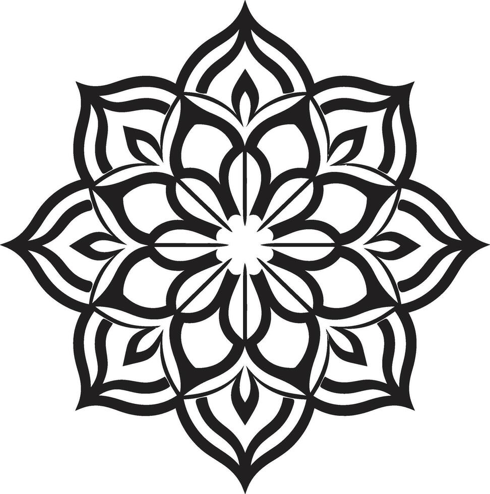 Spiritual Symmetry Sleek Mandala in Monochrome Black Whirlwind of Wholeness Mandala with Elegant Black Pattern vector